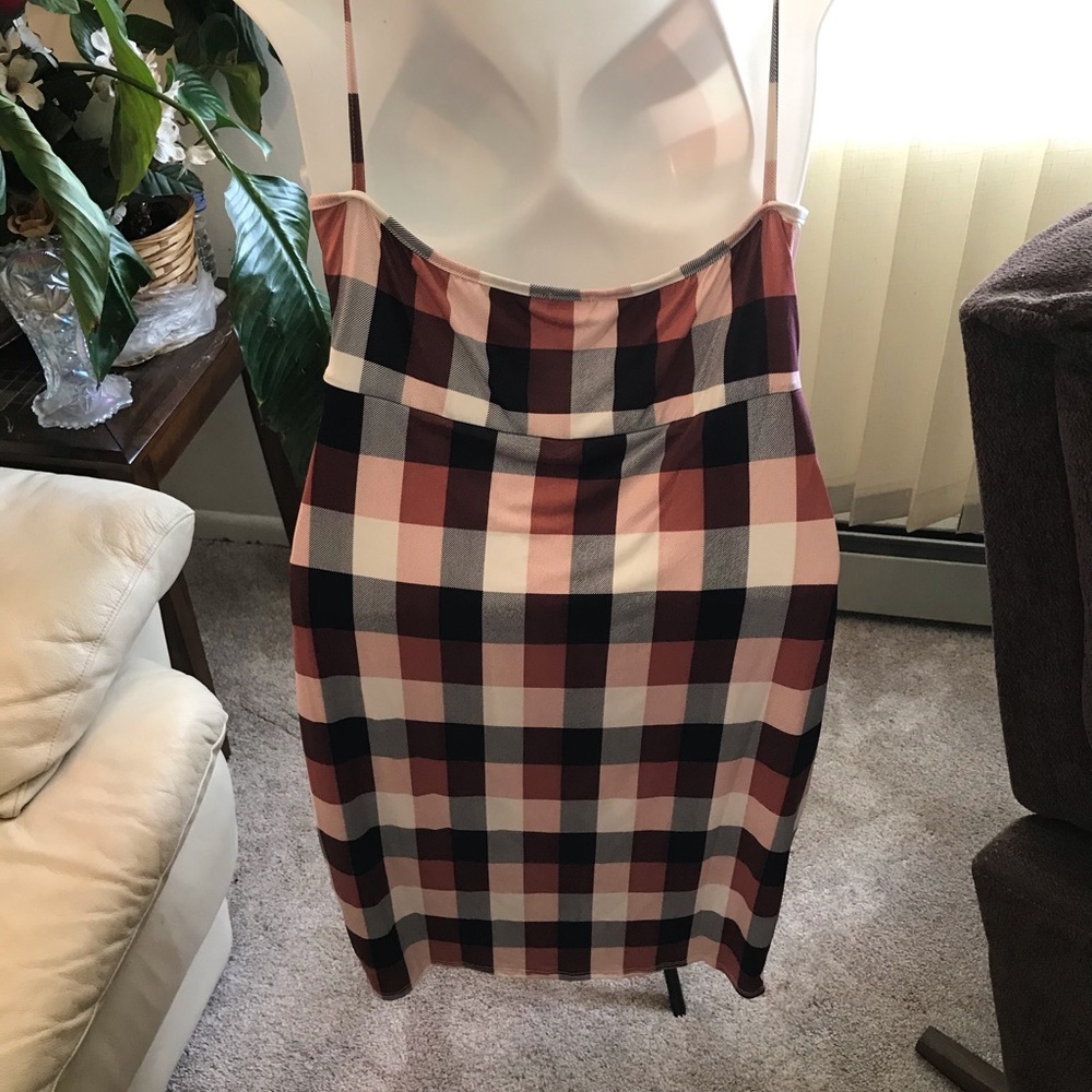 Plaid fitted Tulip Wrap Tank Dress Plus Size Polyester - Picture 7 of 7